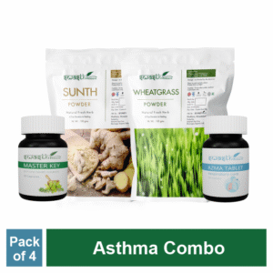Asthma Combo = Master Key Capsule + Azma Tablet + Sunth Powder + Wheatgrass Powder