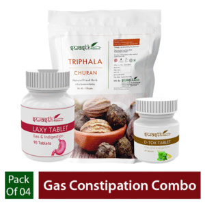 Gas Constipation Combo = Triphala Churan + D-Tox Tablets + Laxy Tablet