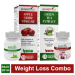 Weight Loss Combo = Apple Cider Vineger Eff. Tablet + Green Tea Extract Eff. Tablet + Medohar Guggal Tablet + Master Key Capsule