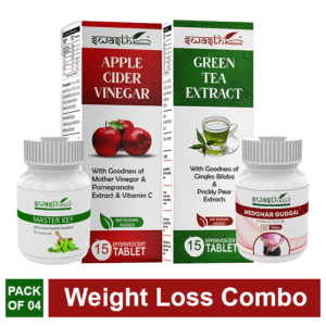 Weight Loss Combo = Apple Cider Vineger Eff. Tablet + Green Tea Extract Eff. Tablet + Medohar Guggal Tablet + Master Key Capsule