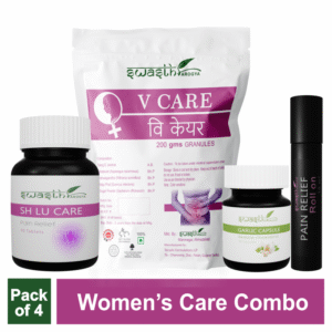 Women's Care Combo = SH Lucare Tablet + Garlic Capsule + V Care Granules + Pain Relief  Roll On